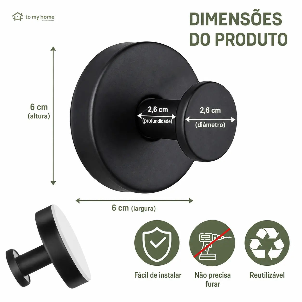 Kit com 2 ganchos de ventosa sem furar, acabamento preto fosco para organizar toalhas e acessórios no banheiro e cozinha com praticidade