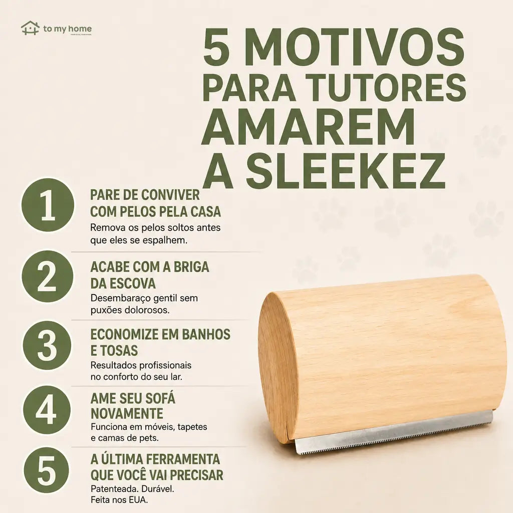 Escova removedora de pelos 15 cm com lâmina inox e cabo de madeira para cães, gatos, sofás, tapetes e caminhas