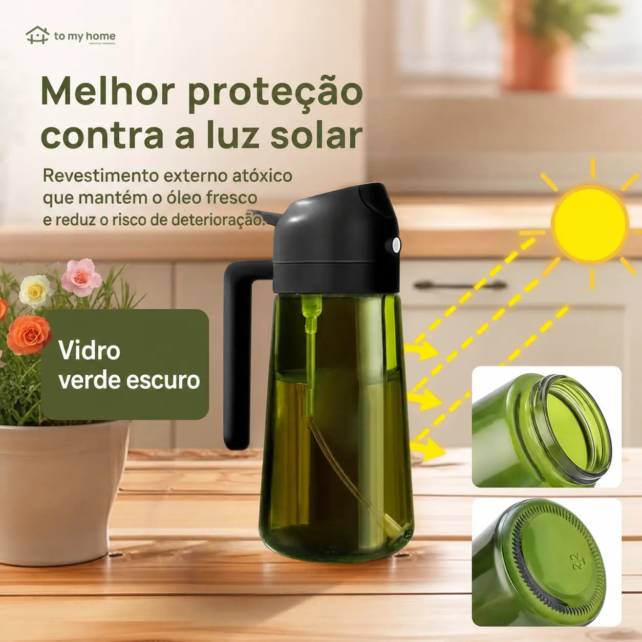 Kit com 2 dosadores borrifadores de óleo em vidro BPA-free 470 ml para cozinhar com mais controle e menos bagunça na rotina diária