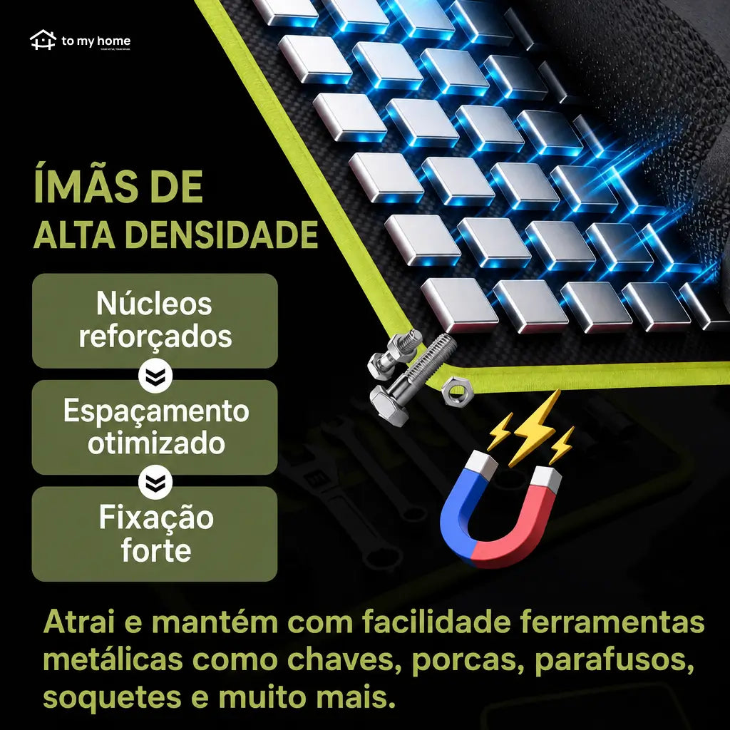 Kit com 3 tapetes magnéticos flexíveis em PVC antiderrapante para organizar ferramentas, parafusos e porcas na oficina e garagem