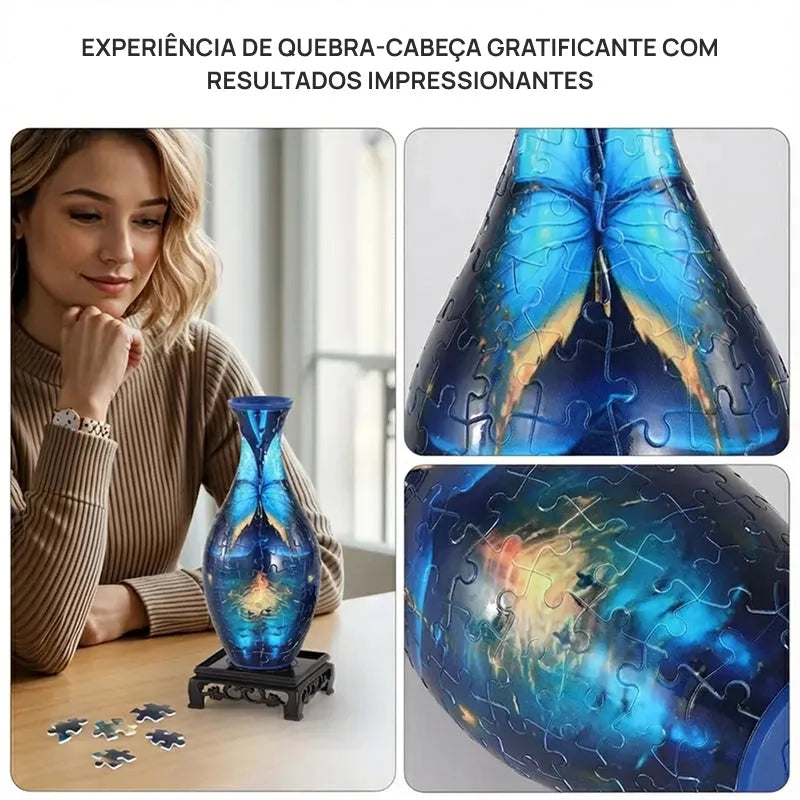 Vaso Decorativo Quebra-Cabeça 3D para Flores, Arranjos Criativos, Design Artístico Moderno e Decoração Sofisticada de Casa