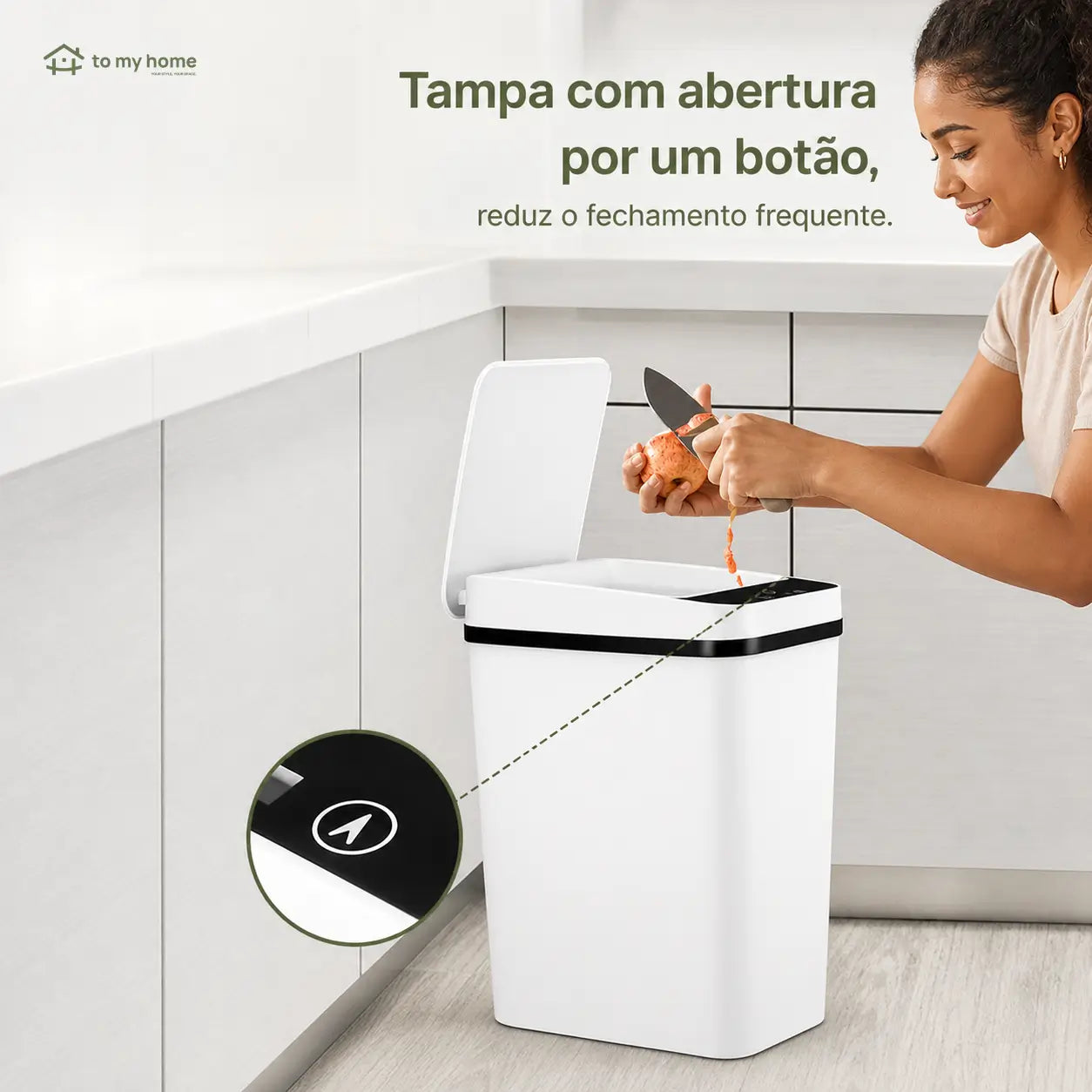 Lixeira automática 12 L sem toque com sensor infravermelho, tampa vedada e design slim para cozinha, banheiro, escritório e uso diário em casa