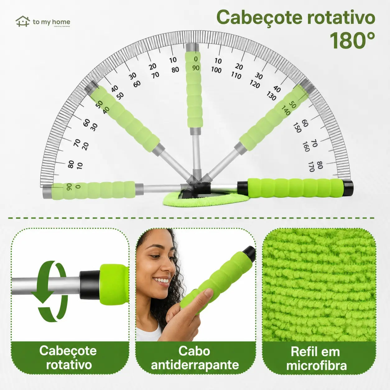 Rodo limpador de para-brisa em microfibra reutilizável com cabo de alumínio para carros, SUVs, caminhões e motorhomes, limpeza interna e externa