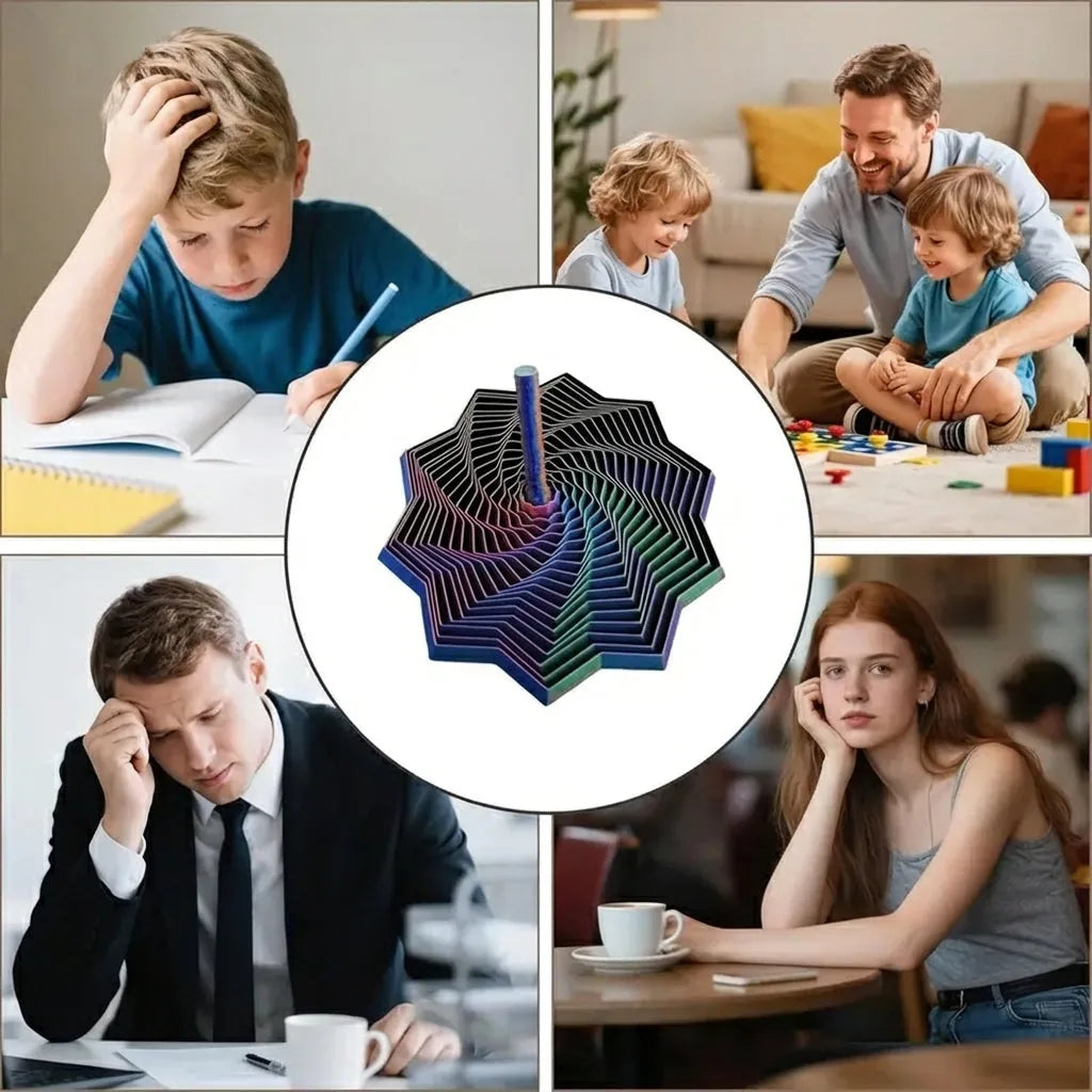 Estrela Fidget Sensorial 3D Expansível Anti-Stress com Movimento Espiral Giratório, Alça, Toque Suave e Efeito Relaxante