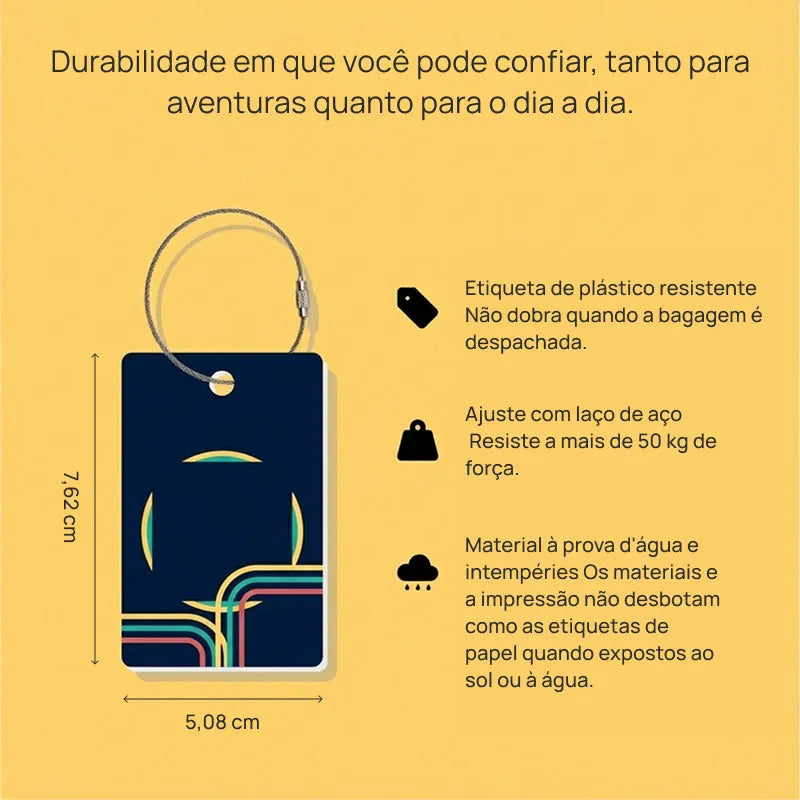 Kit com 2 etiquetas inteligentes para malas com código QR, privacidade segura, material durável, compatível AirTag e GPS viagem