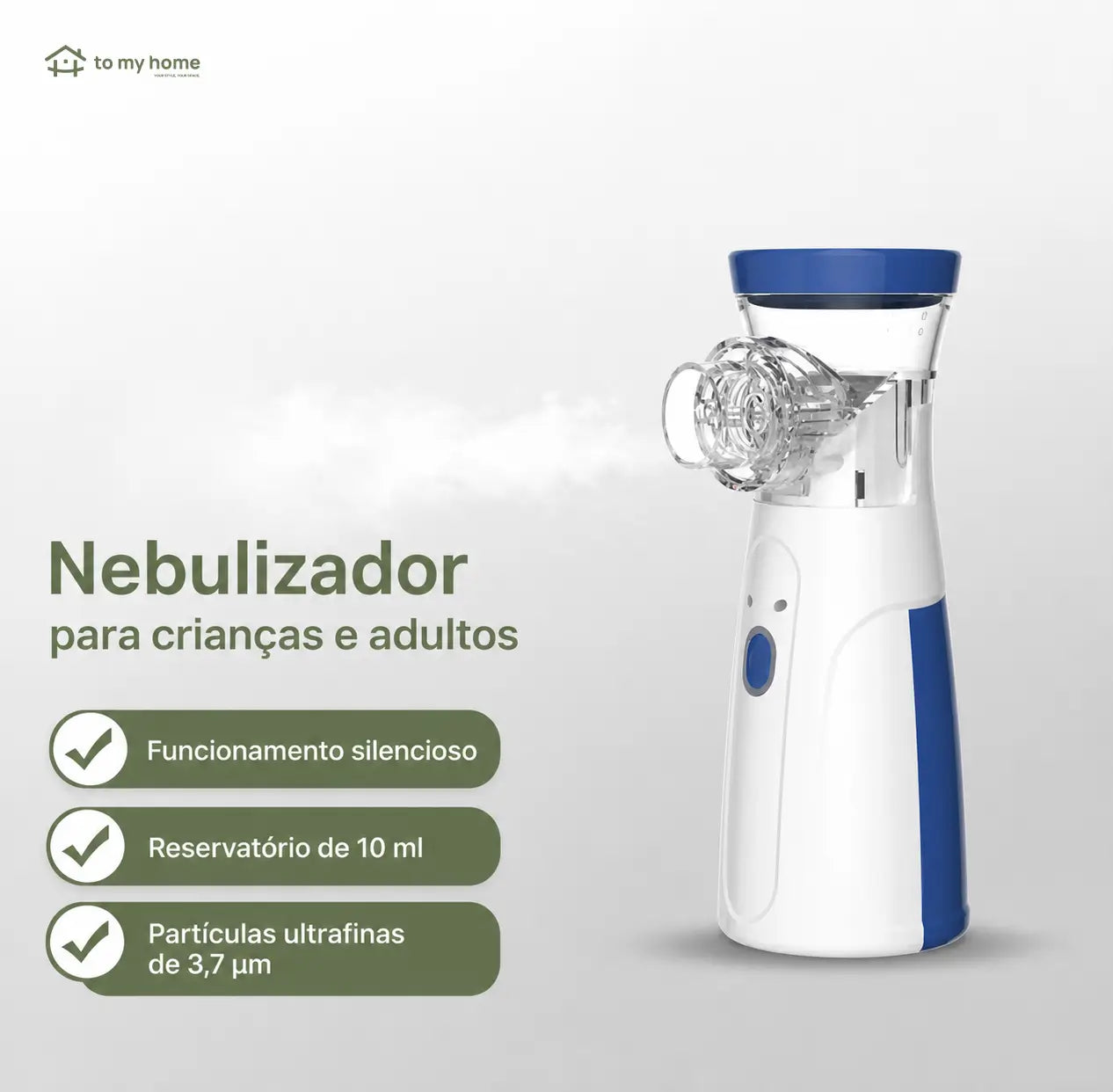 Nebulizador ultrassônico portátil recarregável com 2 modos de névoa fina, silencioso e leve para adultos e crianças em casa ou viagens
