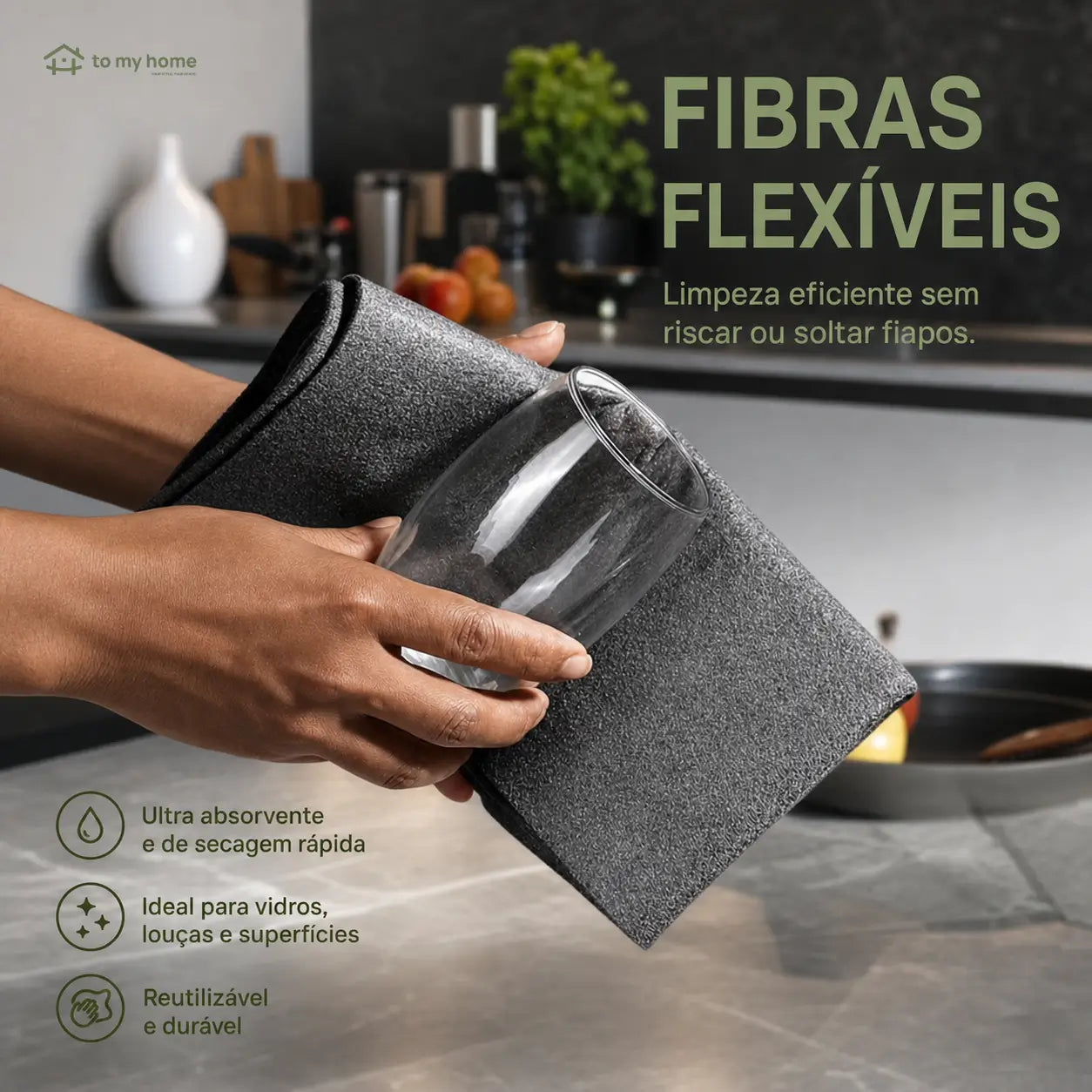 Kit 10 panos de microfibra grossos sem fiapos para vidros, cozinha, carro, espelhos, móveis e eletrodomésticos laváveis