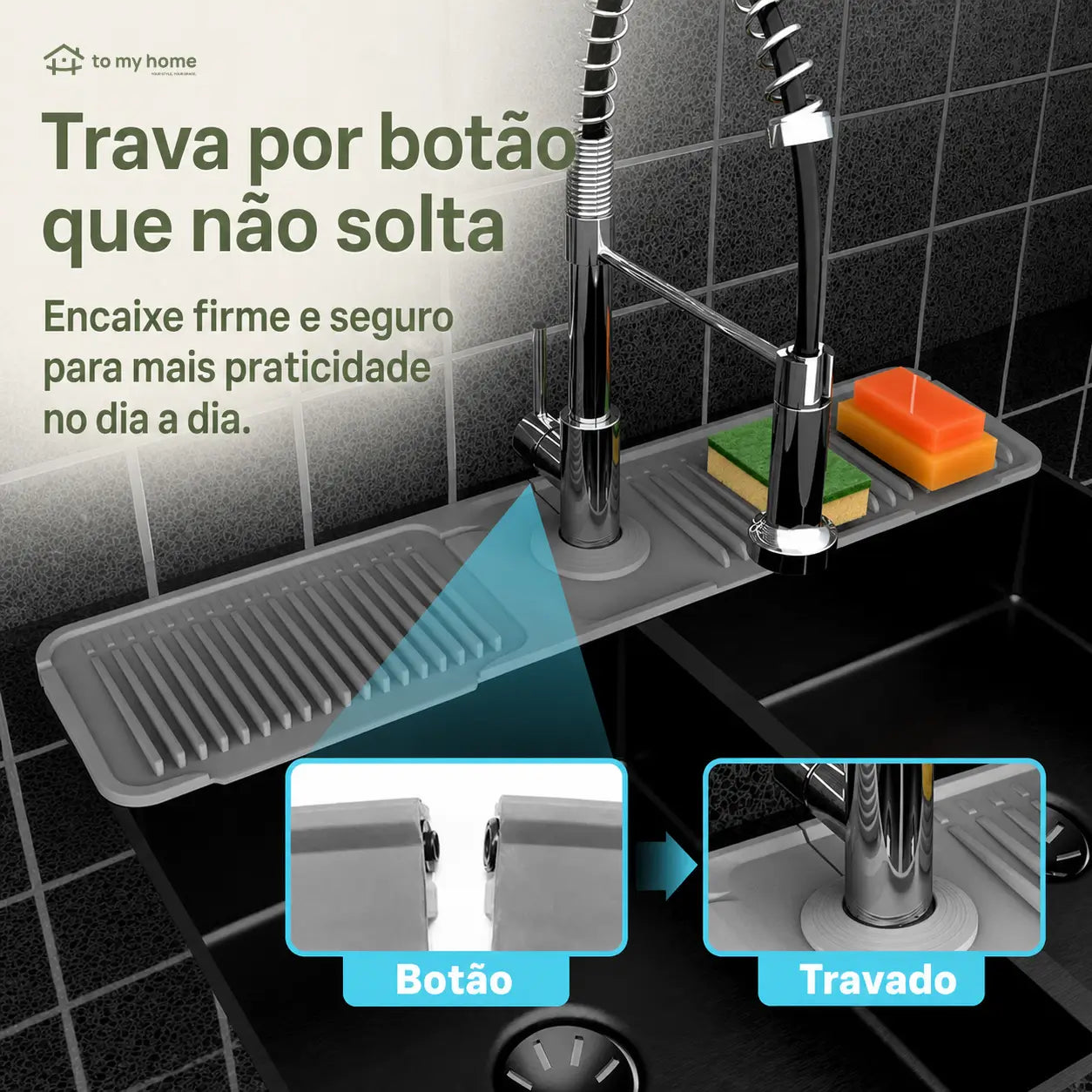 Protetor de pia em silicone alimentício com abertura ajustável e drenagem rápida para cozinha, banheiro, lavanderia e motorhome sem bagunça diária