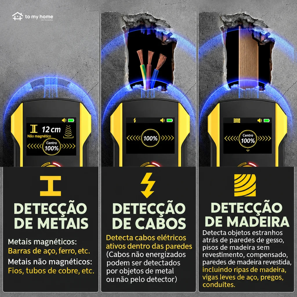 Detector de parede digital com 3 modos de detecção