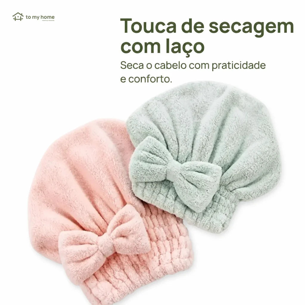 Conjunto de toucas toalha ultra-absorventes com laço decorativo, ajuste elástico e toque macio para pós-banho, maquiagem em casa ou viagem