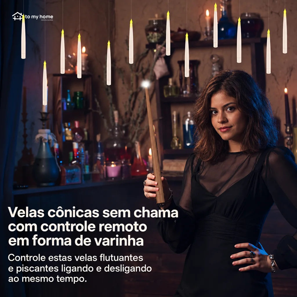 Velas flutuantes LED sem chama com controle em varinha