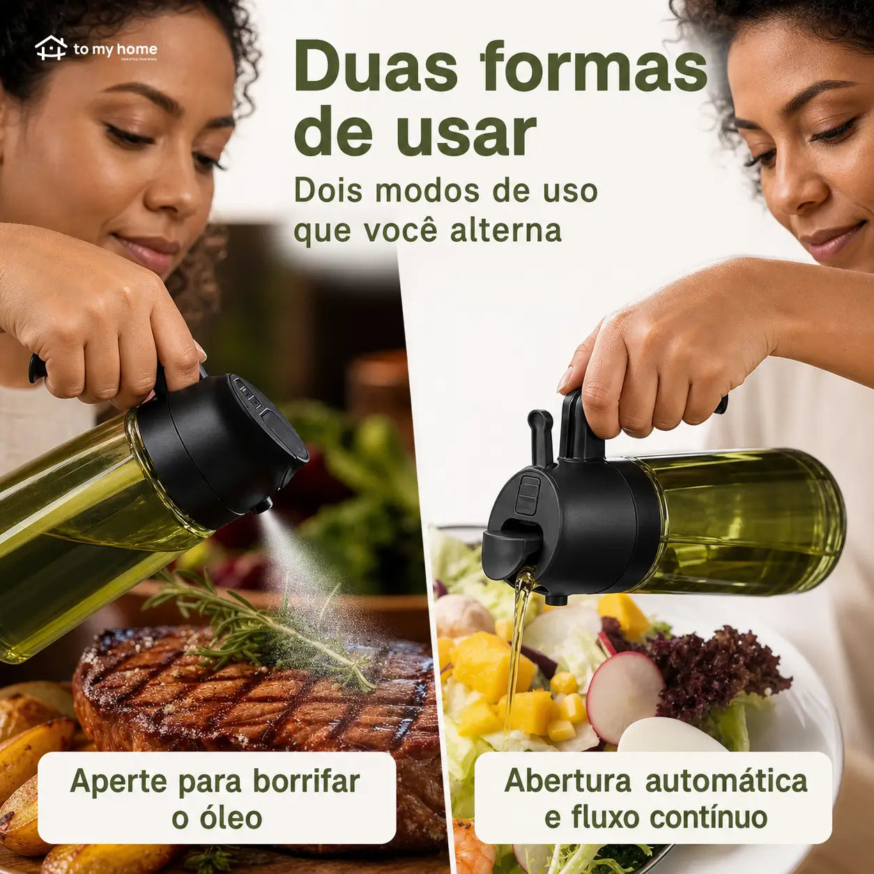 Kit com 2 dosadores borrifadores de óleo em vidro BPA-free 470 ml para cozinhar com mais controle e menos bagunça na rotina diária