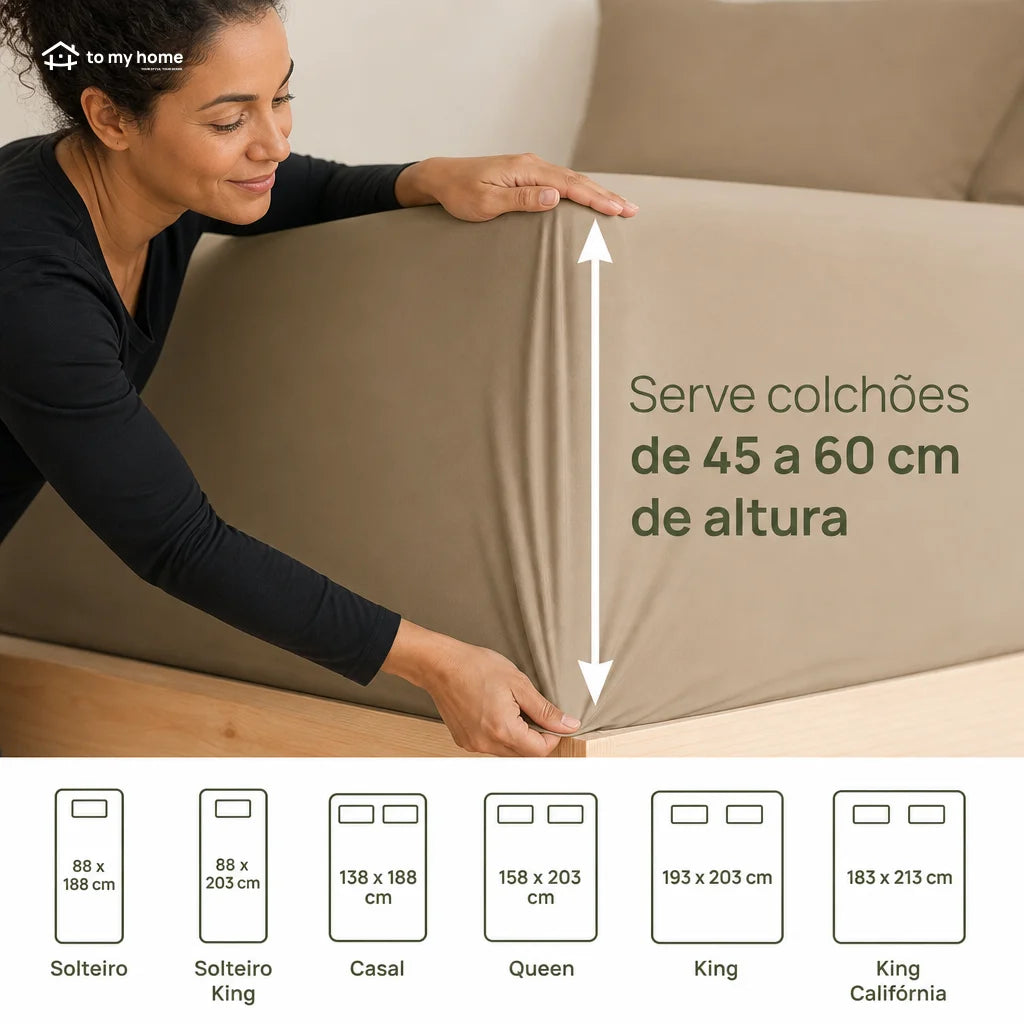 Lençol com elástico em microfibra macia, bolso extra profundo para colchões altos de até 61 cm, cama prática e confortável