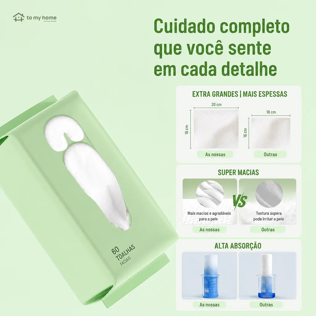 Toalhas faciais descartáveis ultramacias sem fragrância, biodegradáveis e absorventes para limpeza diária, maquiagem e pele sensível