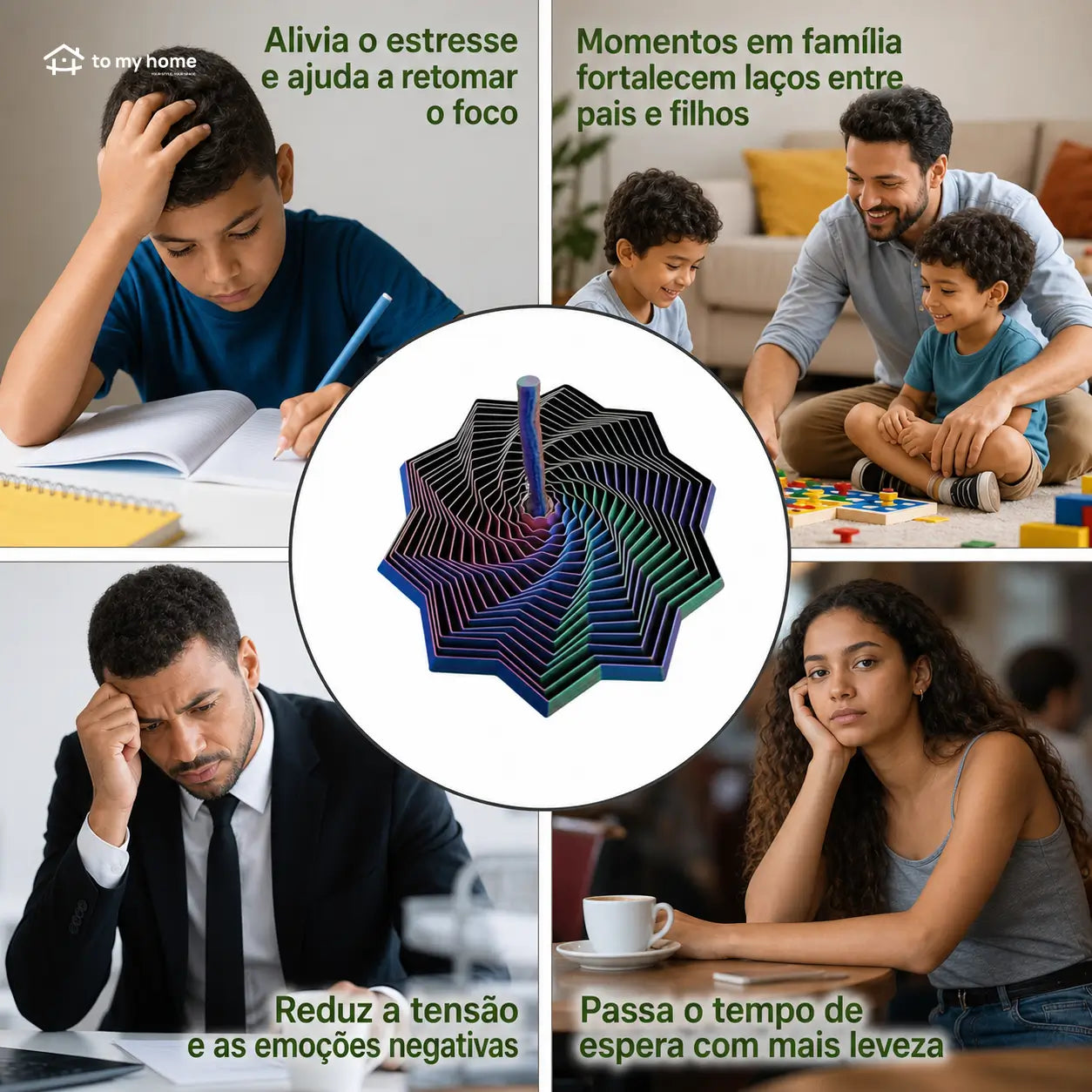 Brinquedo fidget estrela 3D com espiral hipnótica e cabo, experiência sensorial antistresse para usar no trabalho, nos estudos e em casa