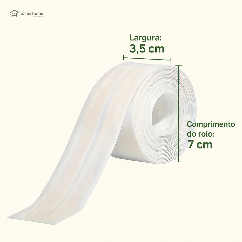 Fita veda fresta autoadesiva impermeável 35 mm x 5 m para pia e banheiro