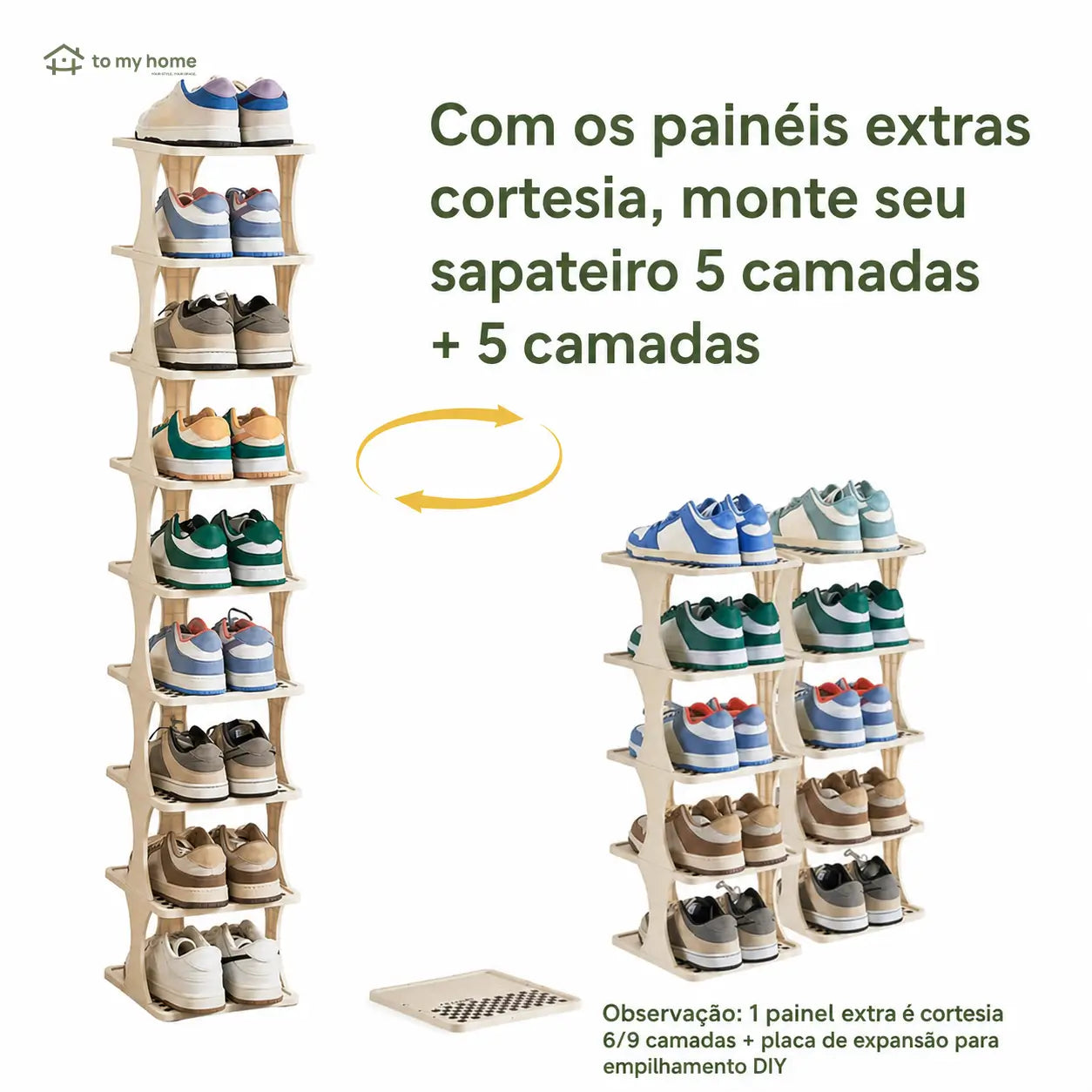 Organizador de sapatos vertical com prateleiras ajustáveis, sapateira economiza espaço para quarto, banheiro, garagem ou escritório e montagem prática sem ferramentas