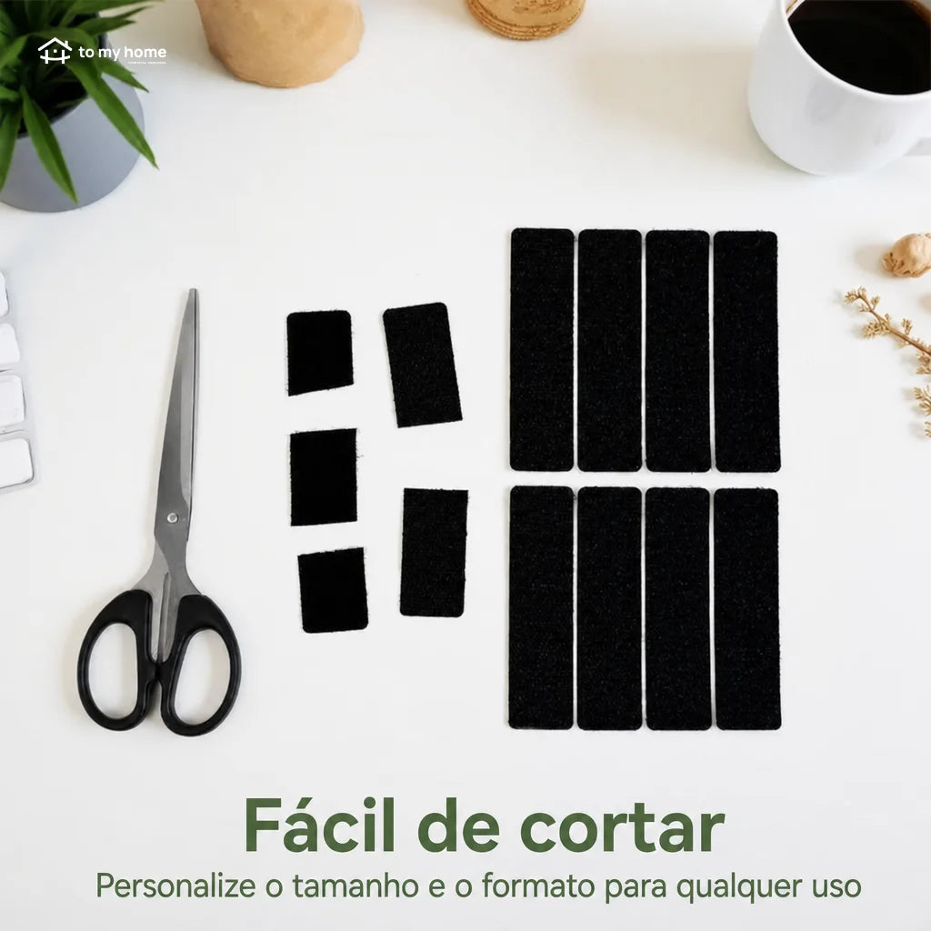 Fita dupla face autoadesiva tipo velcro, reutilizável e resistente à água, para quadros, cabos, parede e projetos DIY em casa