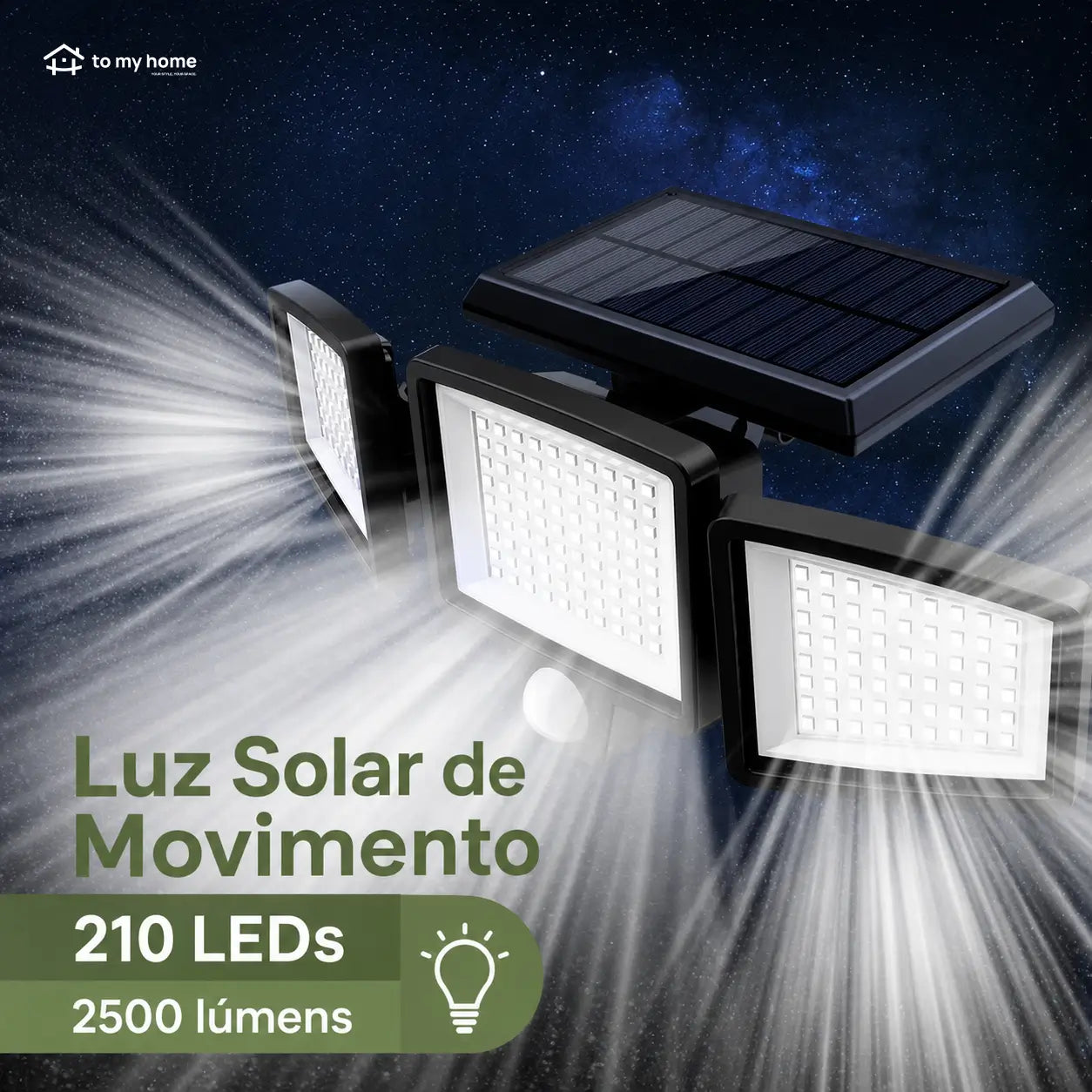 Refletor solar externo 2500LM com 3 cabeças, sensor de movimento e controle remoto para iluminação de segurança no quintal e garagem
