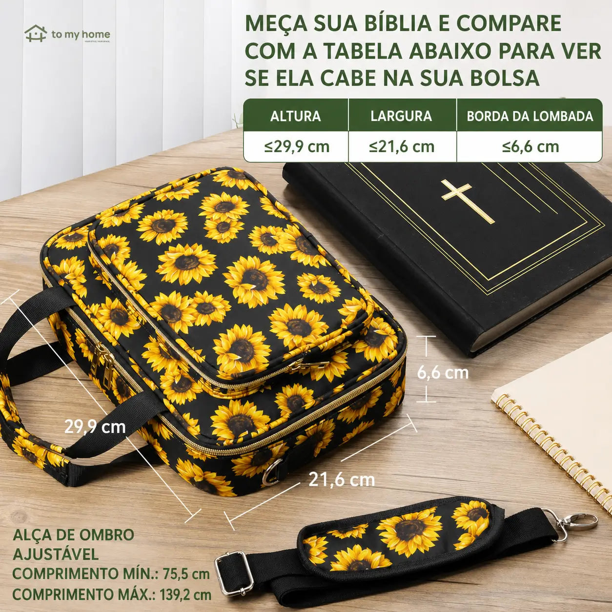 Capa bolsa para Bíblia com alça ajustável, bolsos organizadores e kit marca-textos para estudo, igreja e journaling cristão no dia a dia