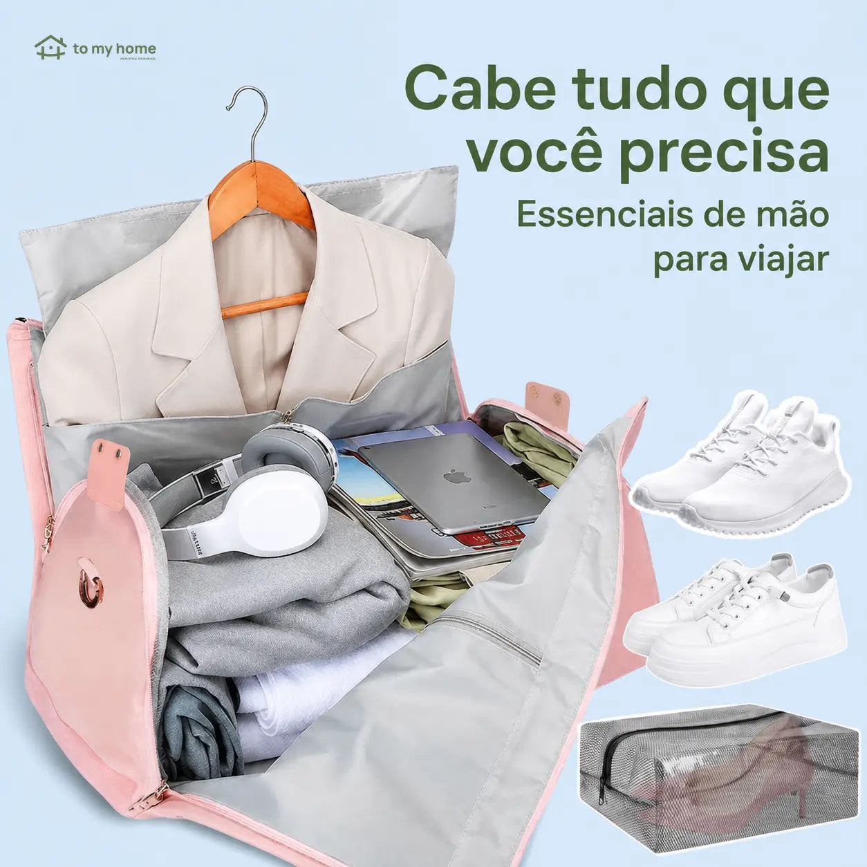 Bolsa mala de viagem 57L resistente à água com porta-terno e sapateira para bordo, academia e fim de semana de homens e mulheres