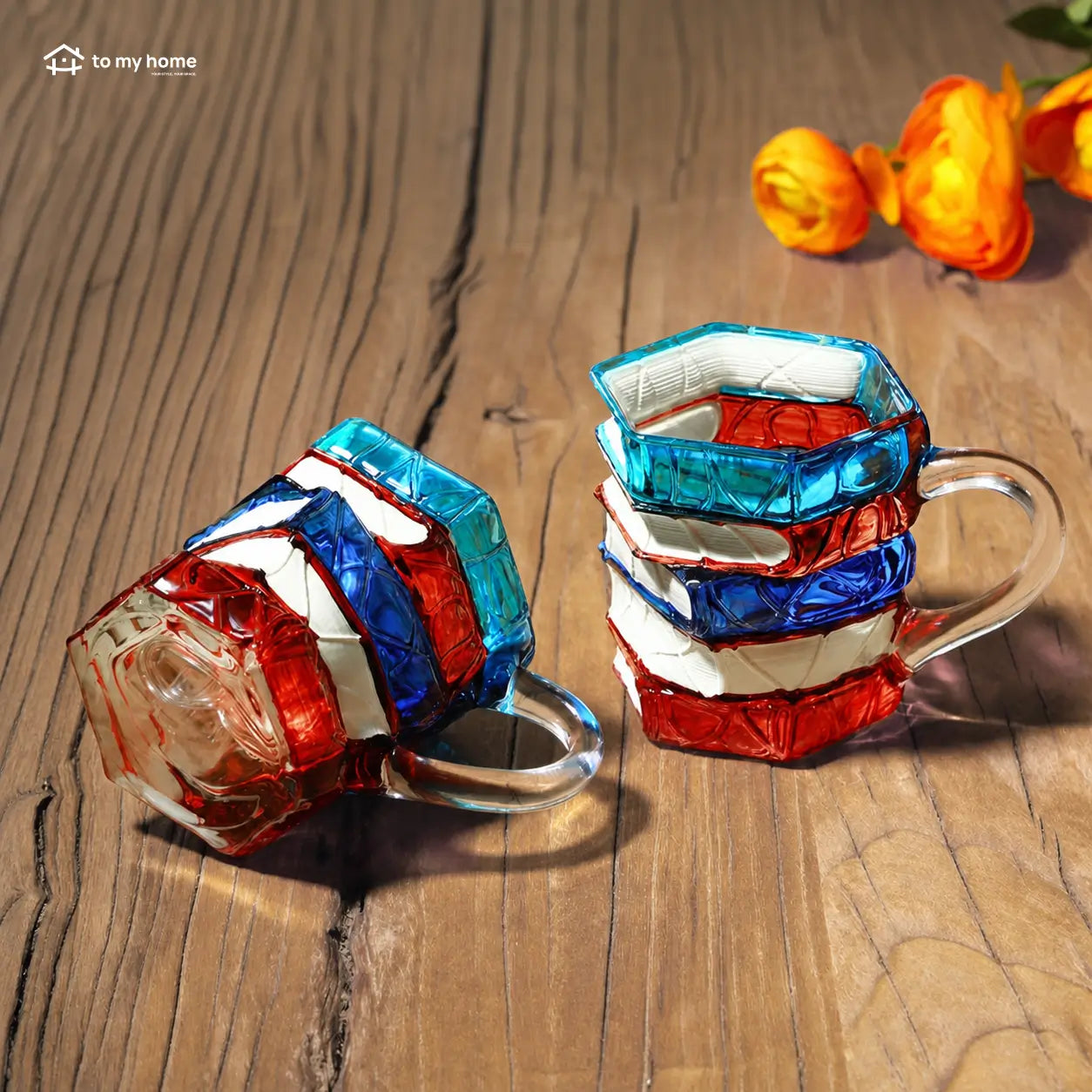 Caneca de cerâmica em formato de livros empilhados com arte 3D colorida para café, leitura e presente criativo para amantes de literatura
