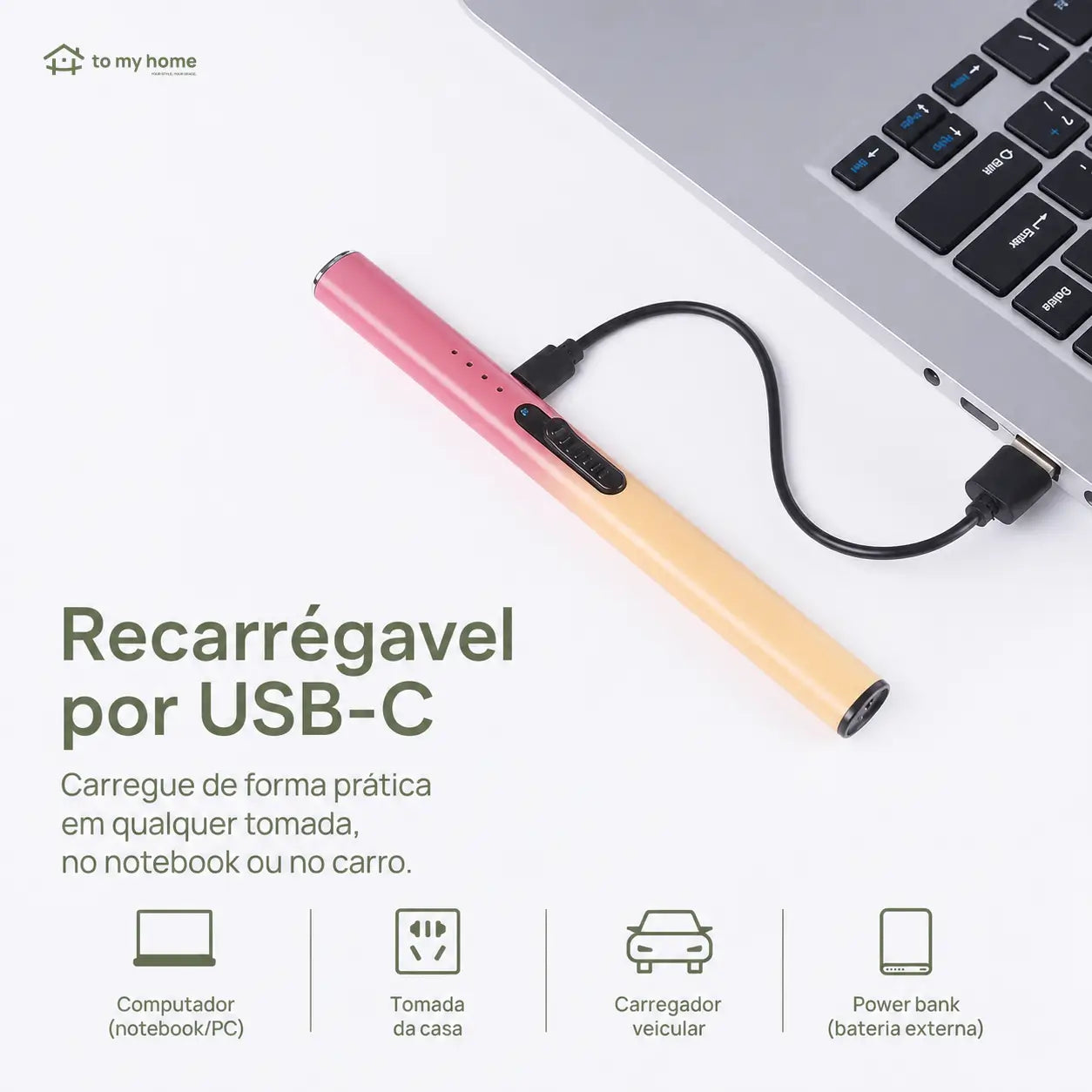 Acendedor elétrico de velas estilo caneta com indicadores LED, compacto e seguro para casa, presentes e momentos especiais do dia a dia