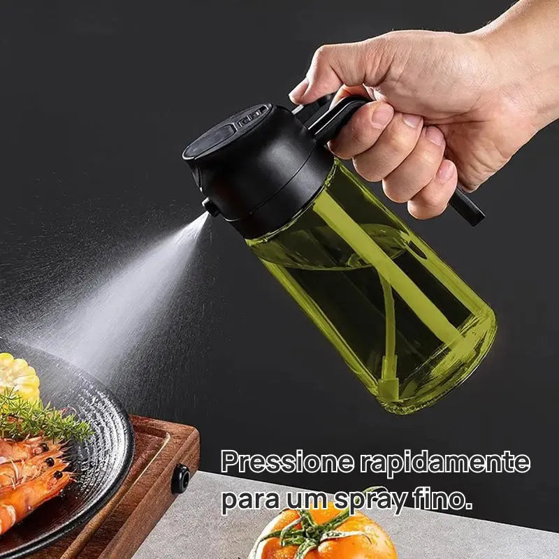 Kit com 2 pulverizadores de óleo e vinagre 470 ml em vidro escuro, spray 2 em 1 prático para cozinha moderna funcional diária