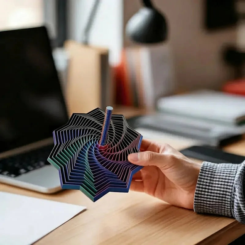 Estrela Fidget Sensorial 3D Expansível Anti-Stress com Movimento Espiral Giratório, Alça, Toque Suave e Efeito Relaxante