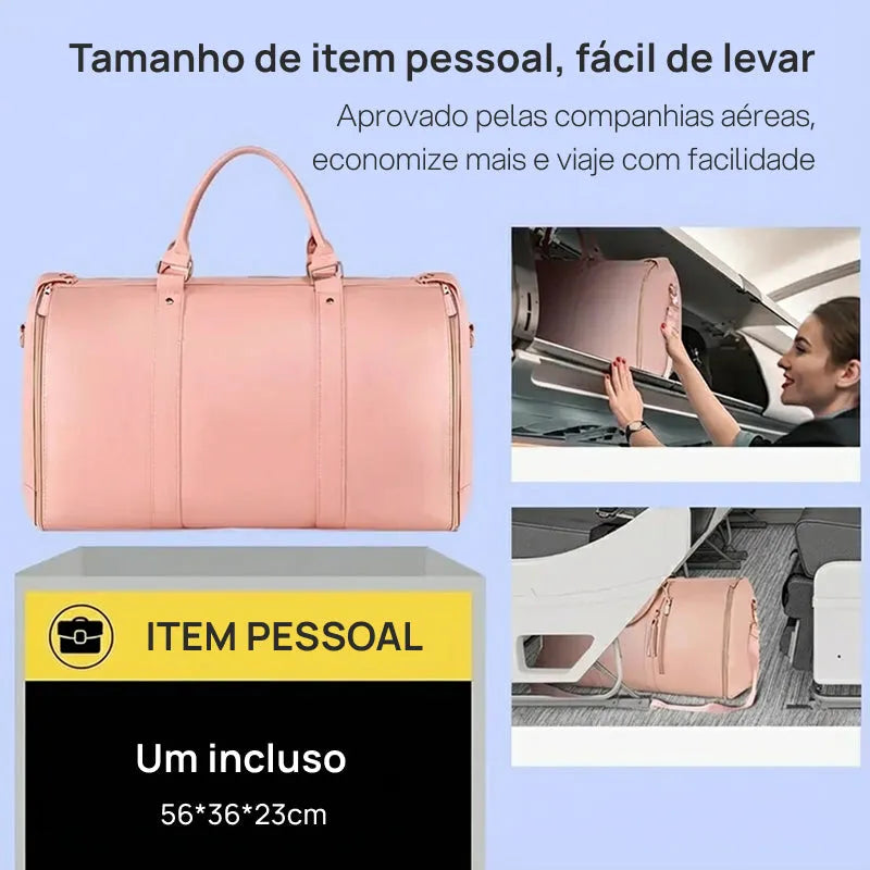 Bolsa de Viagem Duffle 57L Impermeável com Porta-Ternos, Compartimento para Sapatos, Estrutura Dobrável e Design Multifuncional