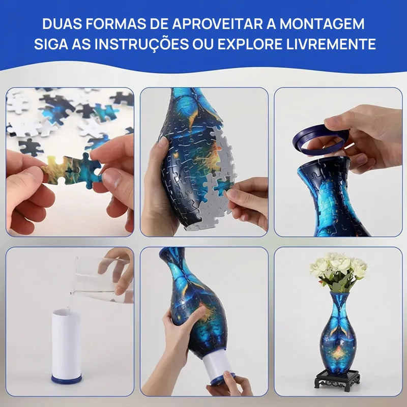 Vaso Decorativo Quebra-Cabeça 3D para Flores, Arranjos Criativos, Design Artístico Moderno e Decoração Sofisticada de Casa