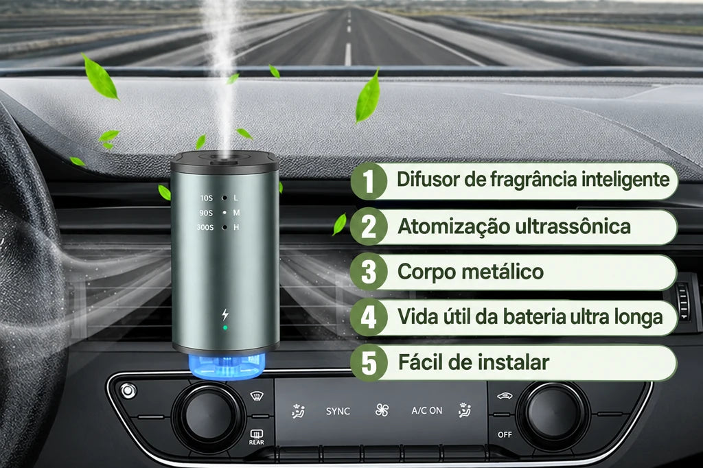 Aromatizador de carro sem água com 3 frascos de 10 ml