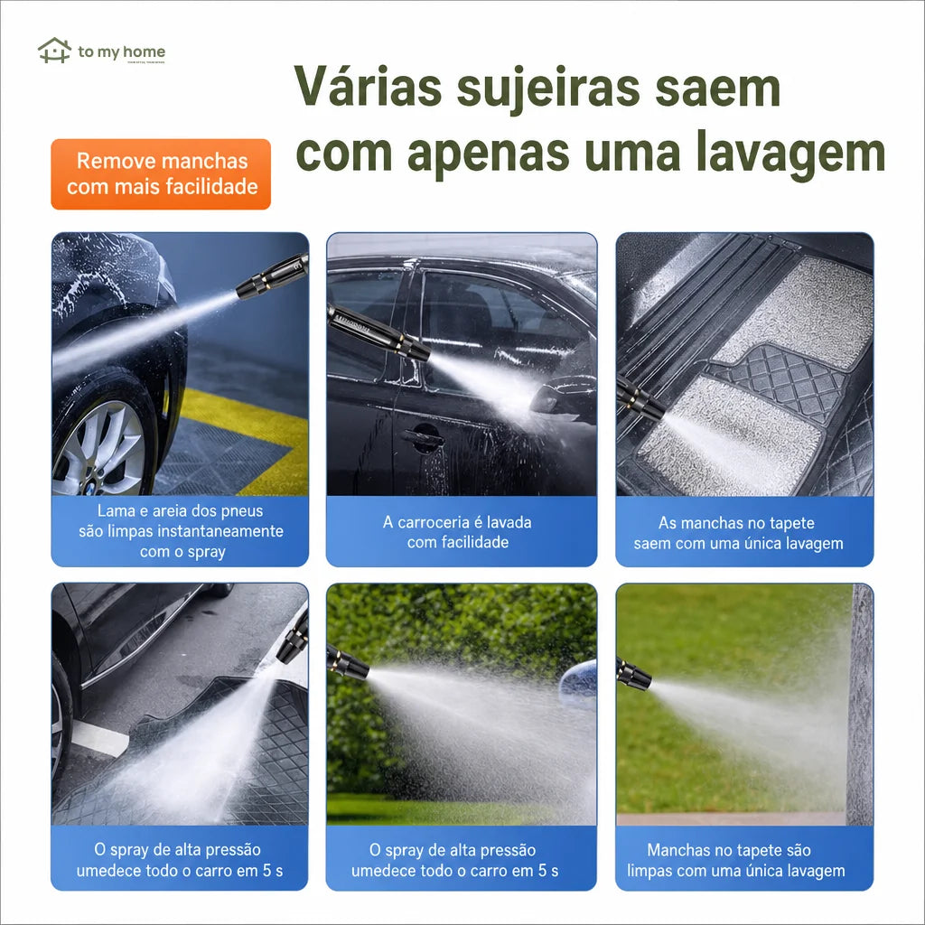 Pistola de água alta pressão com bico ajustável para lavar carro, quintal, plantas e limpeza doméstica com praticidade no dia a dia