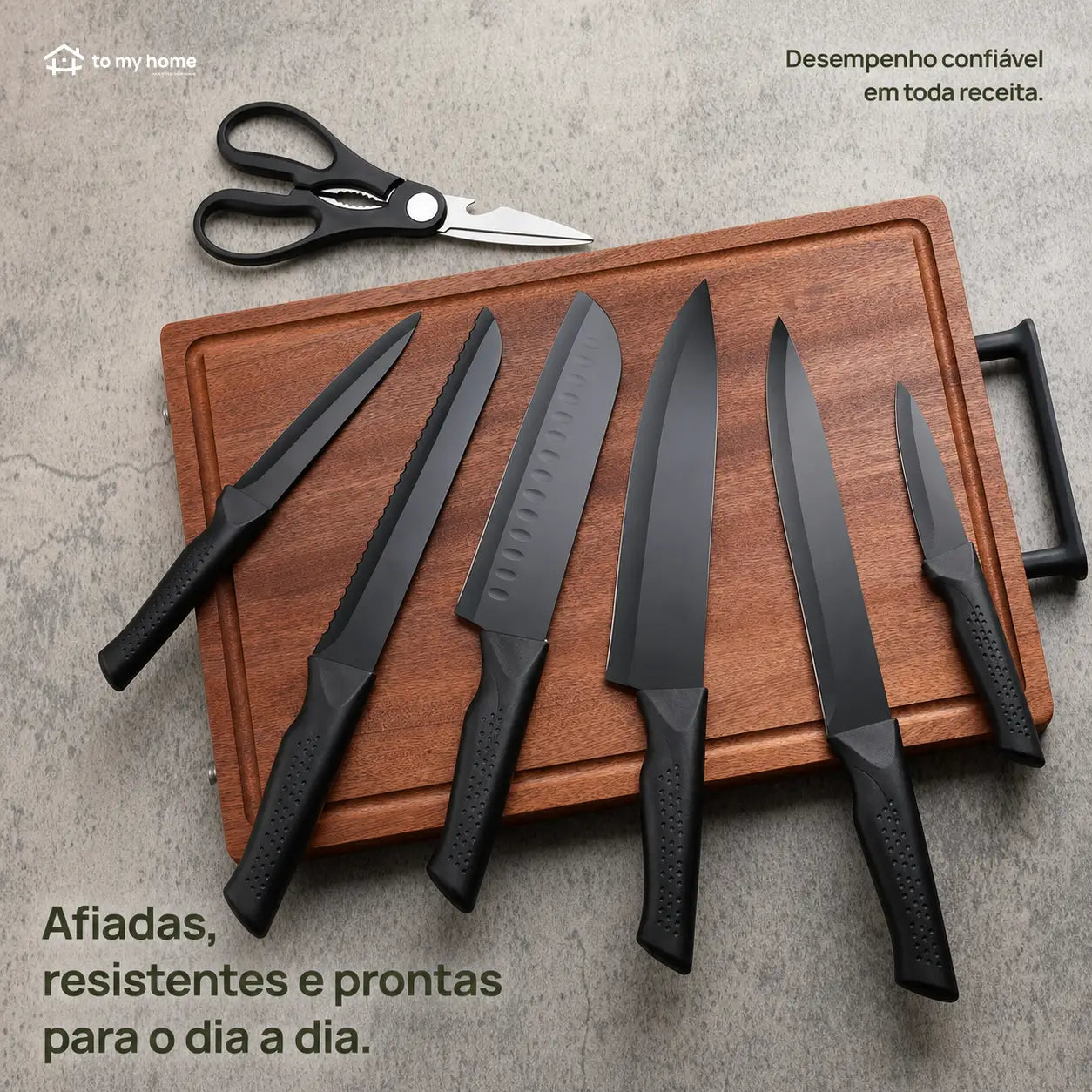 Jogo de facas de cozinha 8 peças com bloco universal, lâminas antiaderentes e resistentes à ferrugem para preparo diário em casa