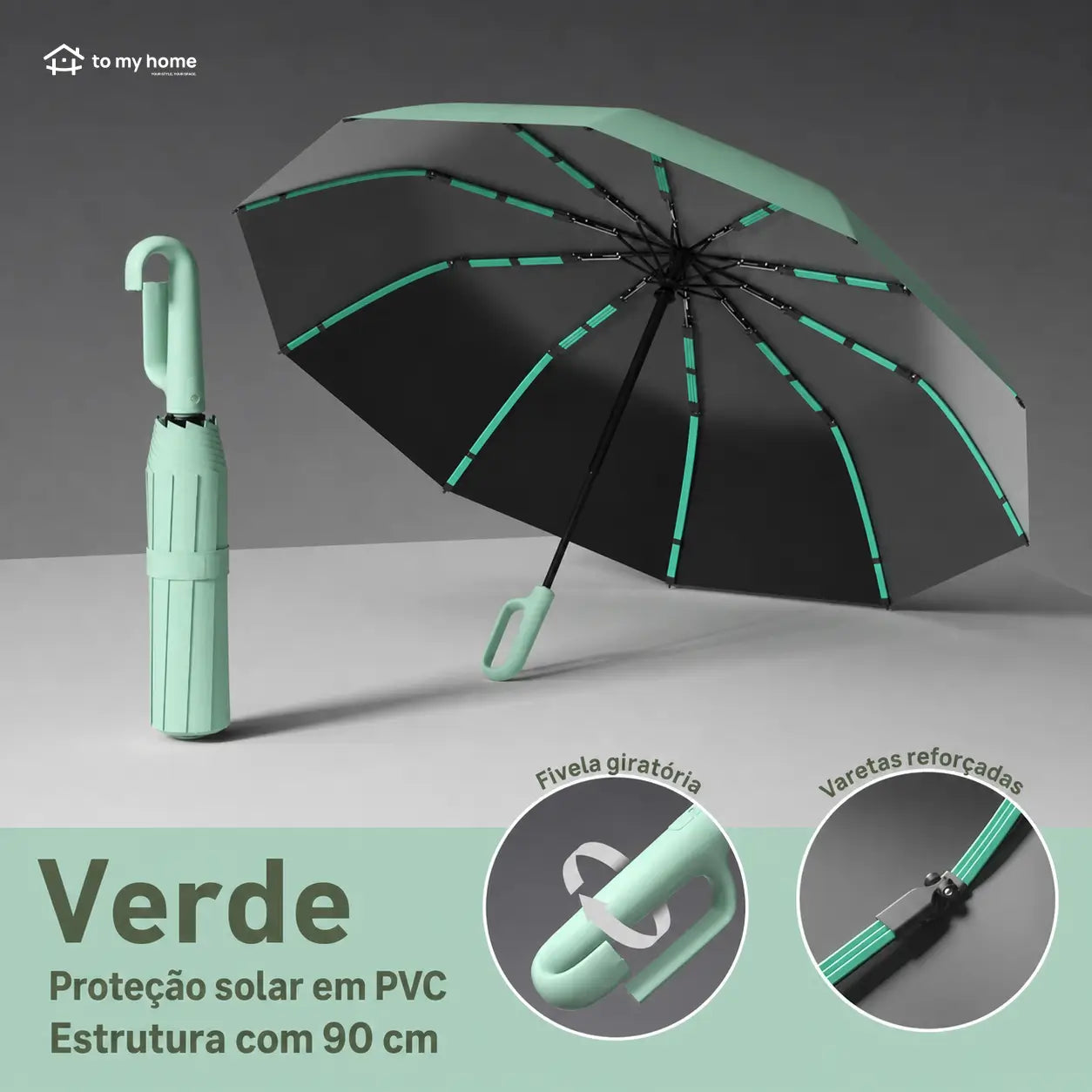 Guarda-chuva dobrável automático com 10 varetas, resistente ao vento e à chuva, com alça para levar na bolsa todos os dias