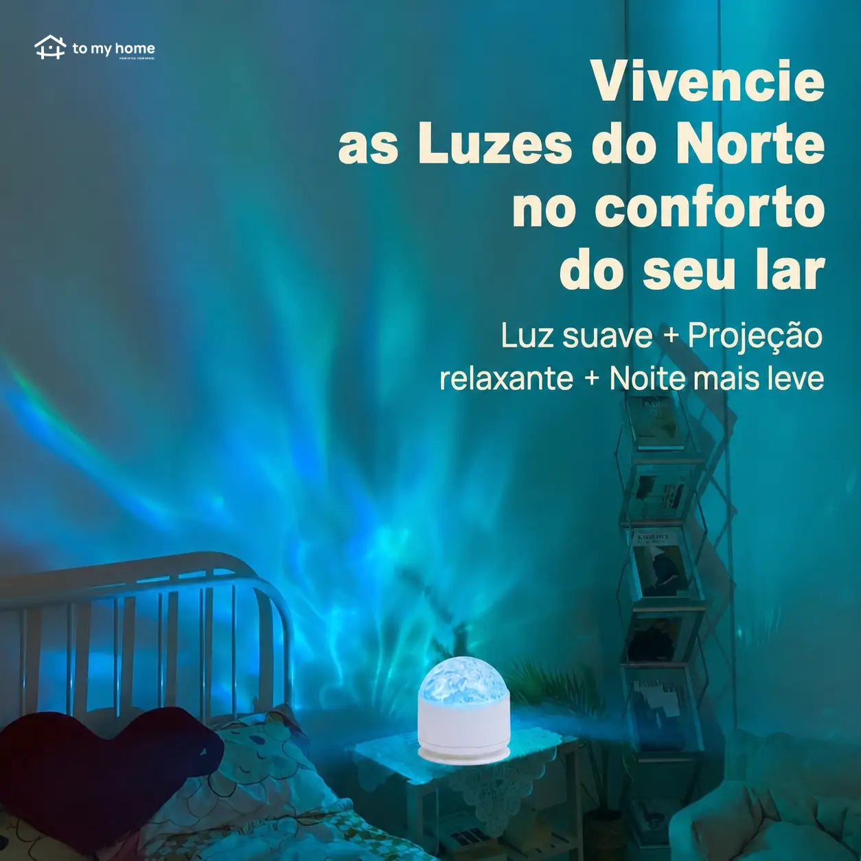 Projetor de luz noturna com ondas do mar e aurora, 7 cores e controle remoto para quarto infantil e momentos relaxantes