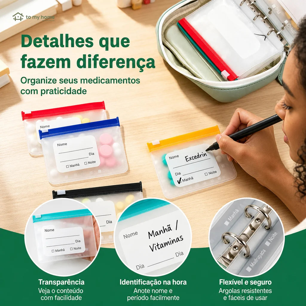 Organizador de remédios impermeável com 14 envelopes para viagem