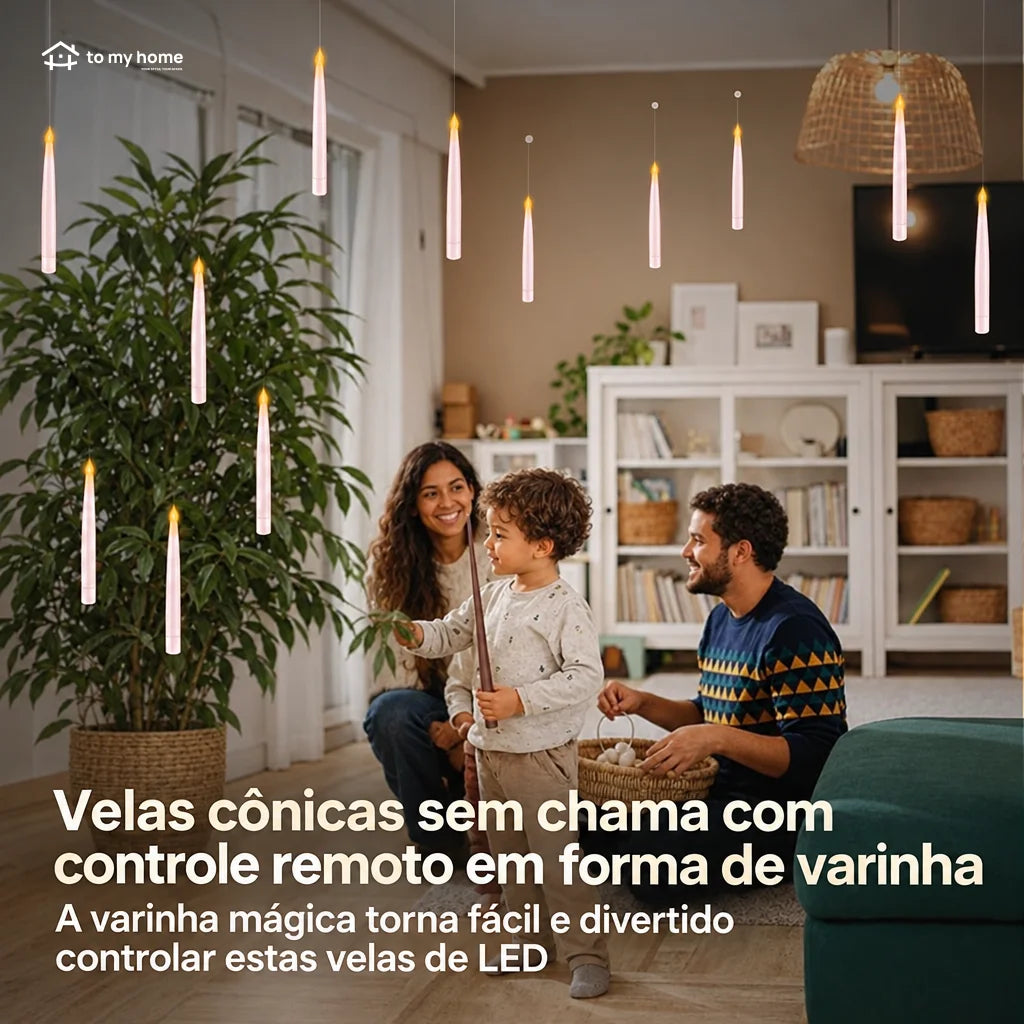 Velas flutuantes LED sem chama com controle em varinha