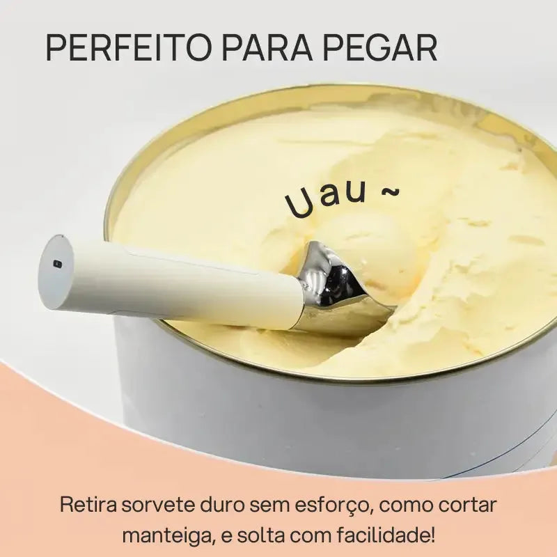 Colher elétrica aquecida para sorvete, recarregável em aço inoxidável, display LED, aquecimento rápido, segura sobremesas cremes uso fácil doméstico