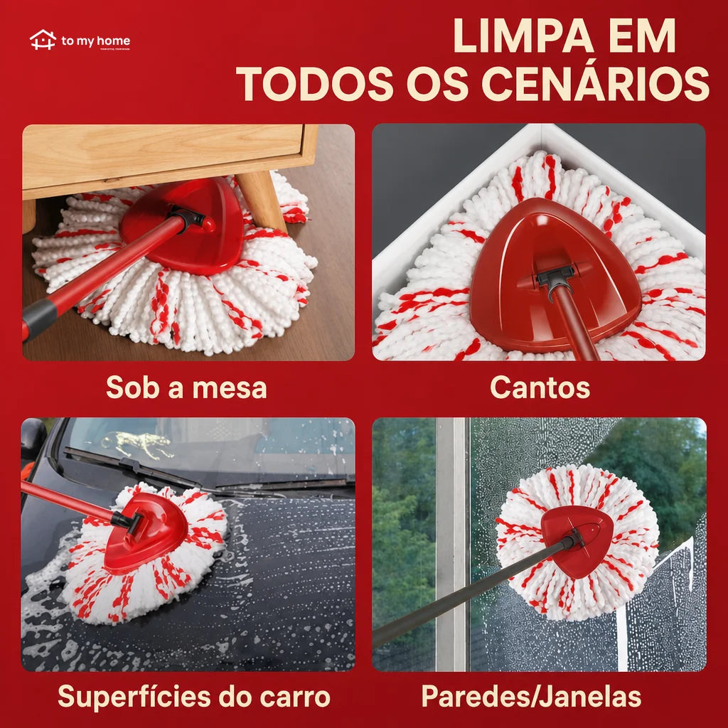 Kit com 3 refis para mop giratório em microfibra 2 em 1, lavagem profunda para pisos, vidros e cantos reutilizáveis