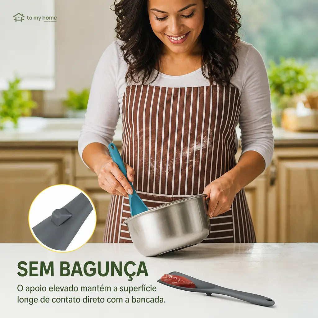 Kit 2 Colheres Espátulas de Silicone Antiaderente, Livre de BPA e Resistente ao Calor