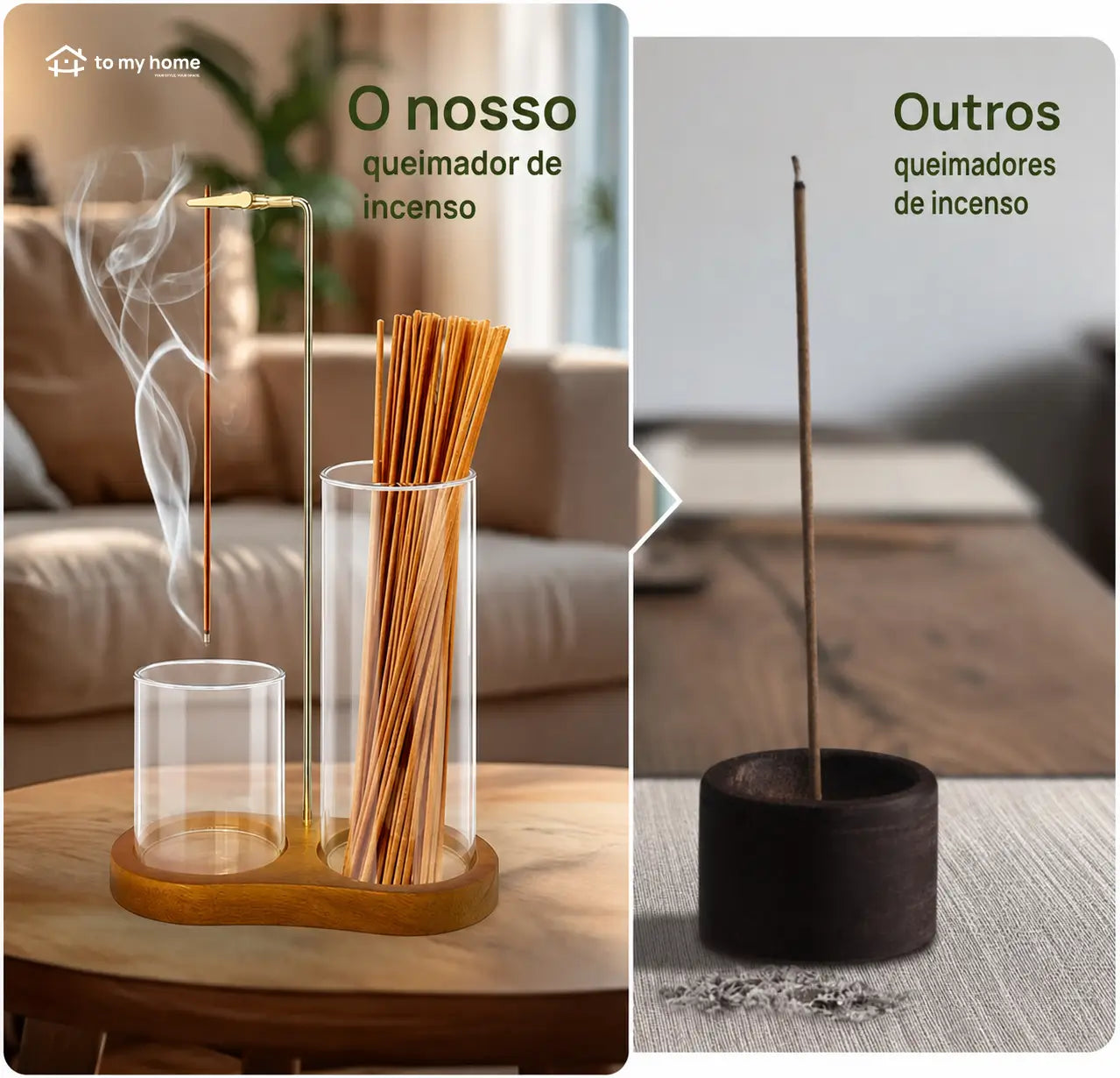 Porta-incenso minimalista com porta-vela, base de madeira resistente e coletor removível para yoga, relaxamento e decoração na sala e quarto