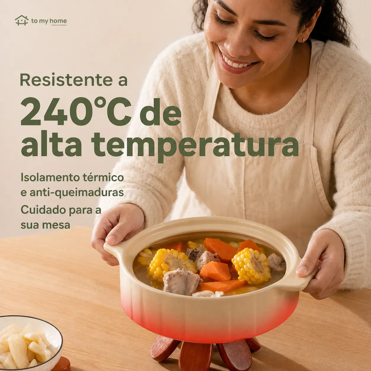 Descanso de panela em madeira maciça com suporte em árvore dobrável e resistente ao calor para pratos, bowls e xícaras quentes