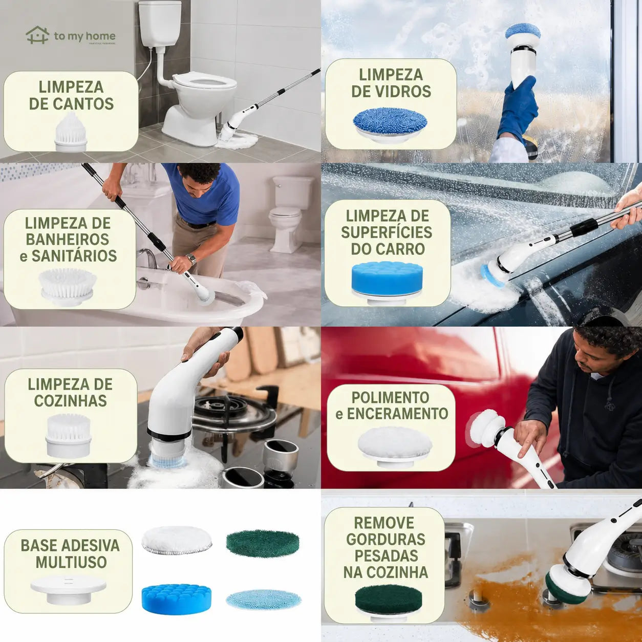 Limpador elétrico giratório sem fio com 2 velocidades, USB-C e extensão ajustável para limpeza prática de banheiro, cozinha, rejuntes, pia e piso