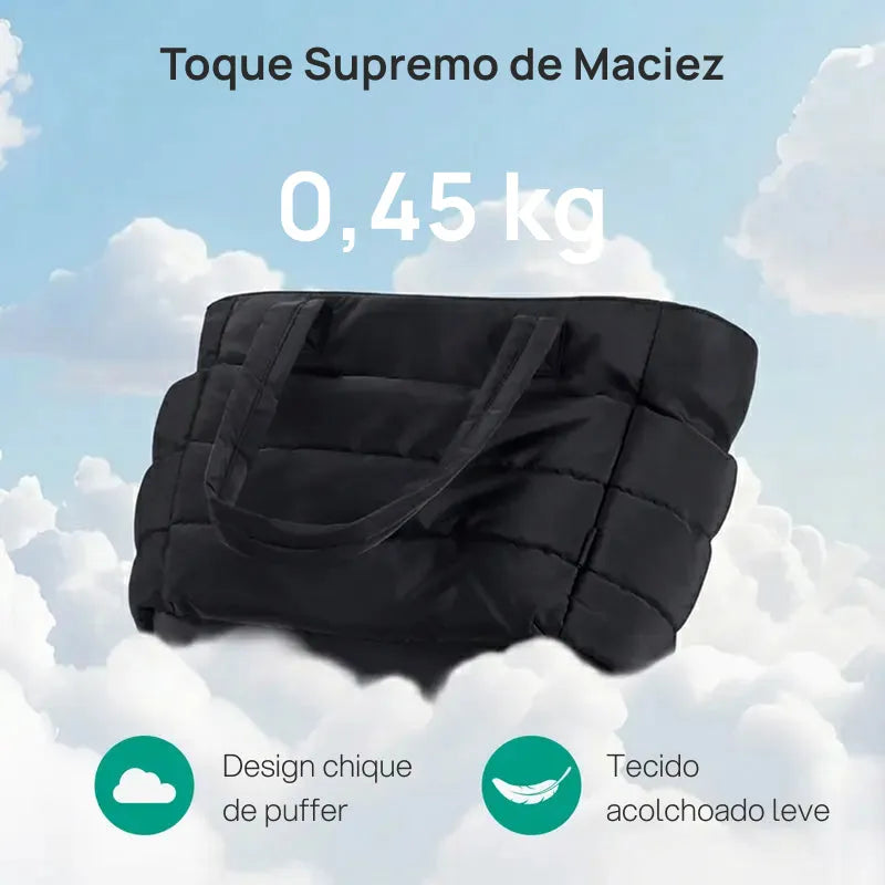 Bolsa Tote Puffy Acolchoada Feminina para Notebook, Trabalho e Viagem, Leve, Espaçosa, Resistente e com Múltiplos Compartimentos