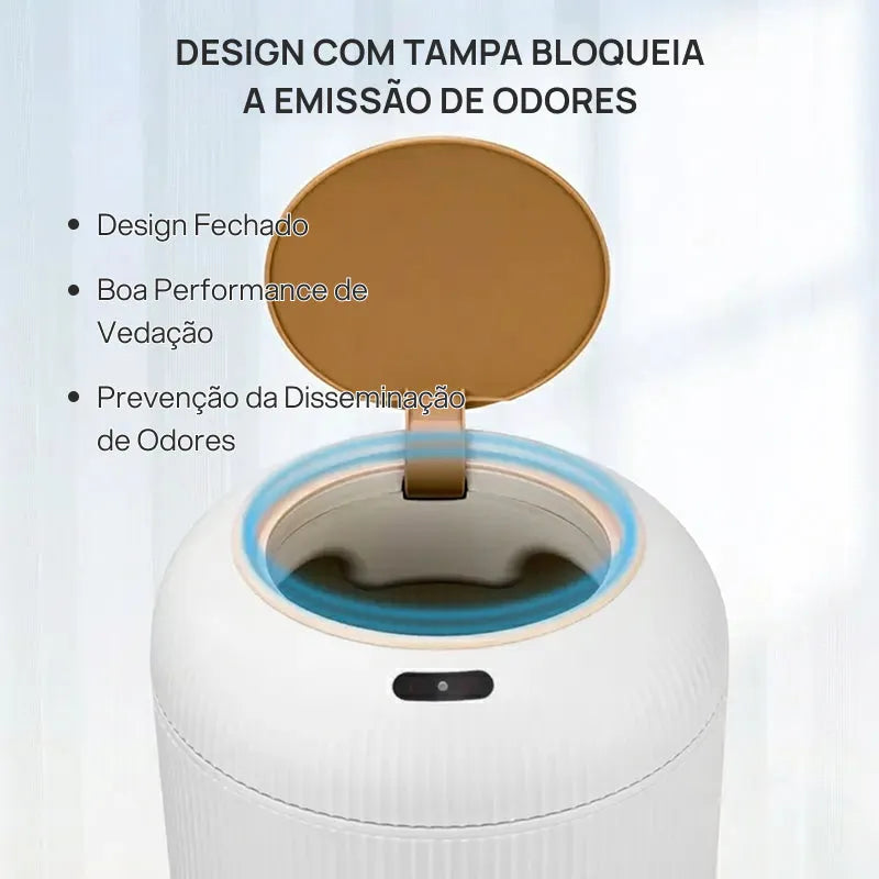 Lixeira Inteligente Automática com Sensor de Movimento, Design Nórdico Moderno, Impermeável e Economia Inteligente de Espaço