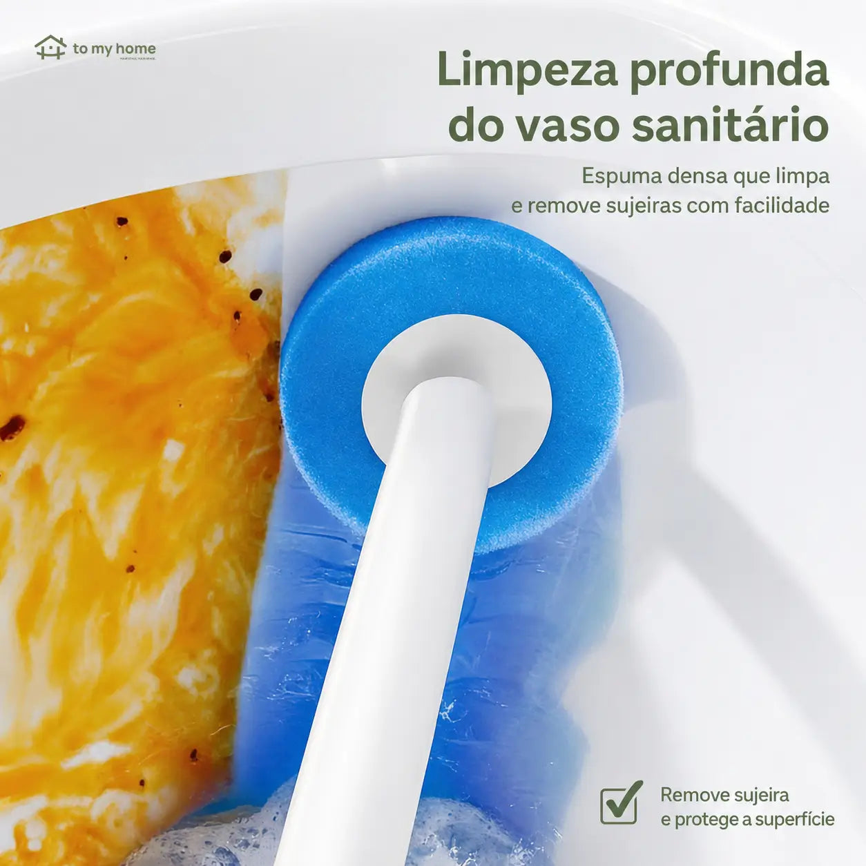 Escova sanitária com refis descartáveis autolimpantes e solução de limpeza para banheiro sem sujeira e sem pré-enxágue no dia a dia prático