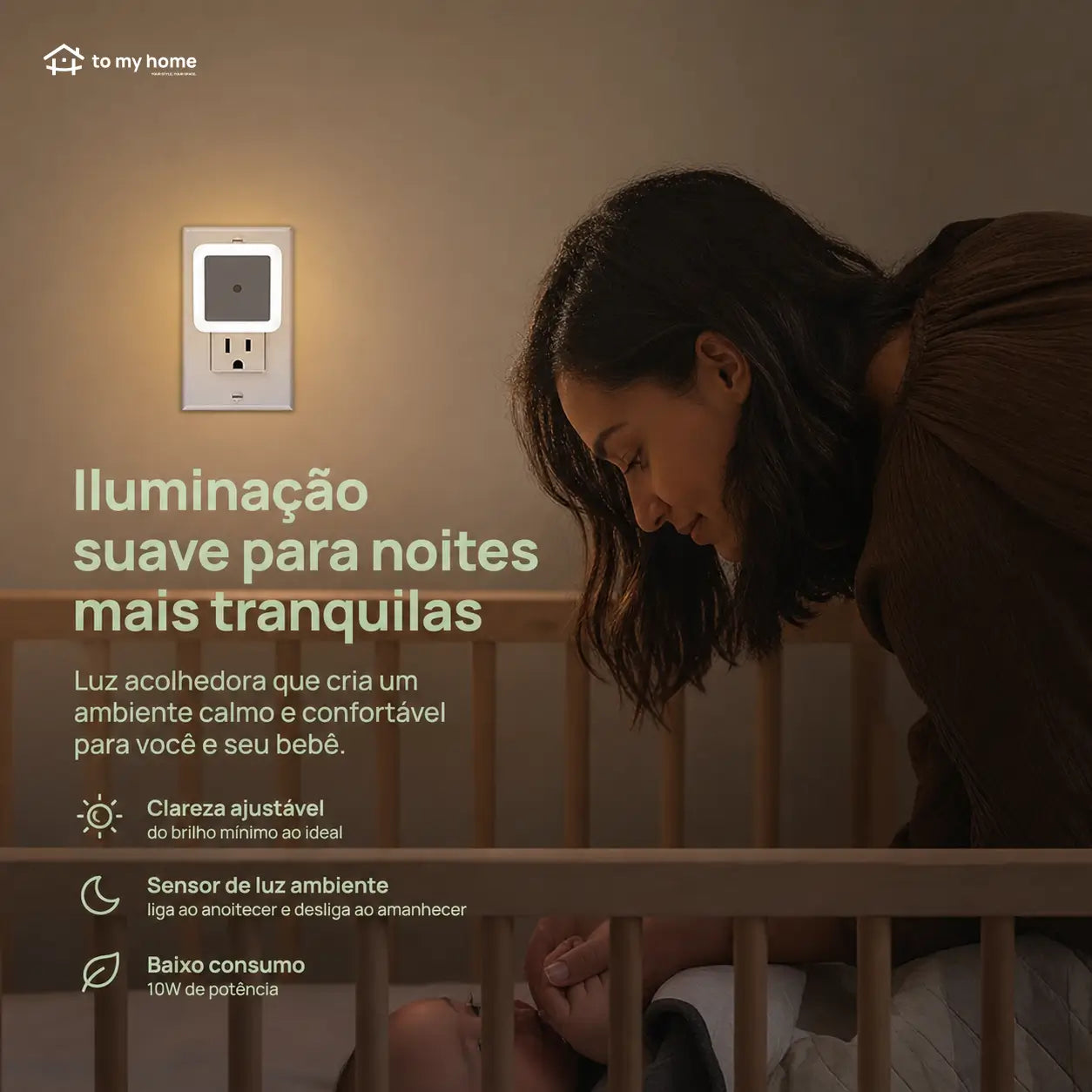 Luz noturna LED de tomada com sensor crepuscular, kit com 6 unidades para quarto, banheiro, corredor e cozinha, branco quente