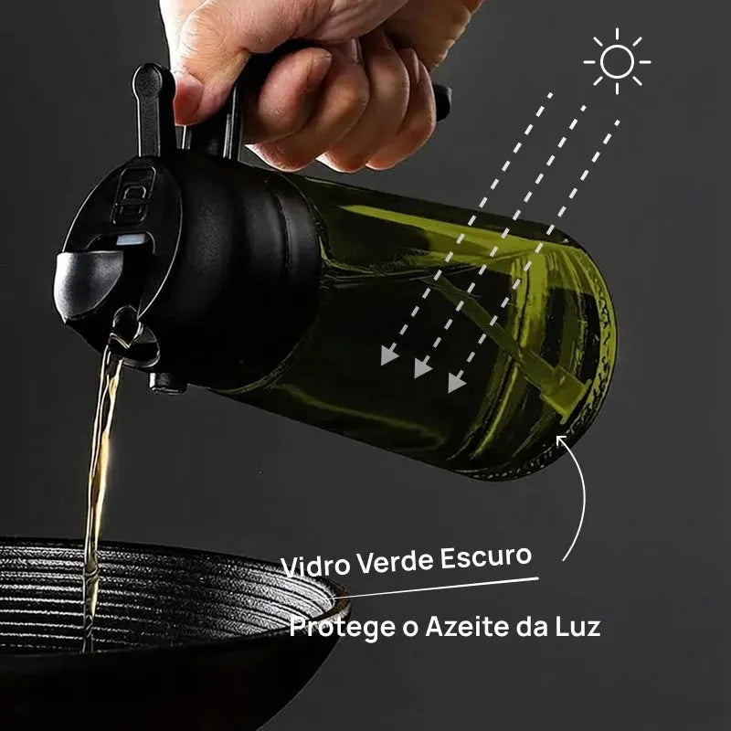 Kit com 2 pulverizadores de óleo e vinagre 470 ml em vidro escuro, spray 2 em 1 prático para cozinha moderna funcional diária