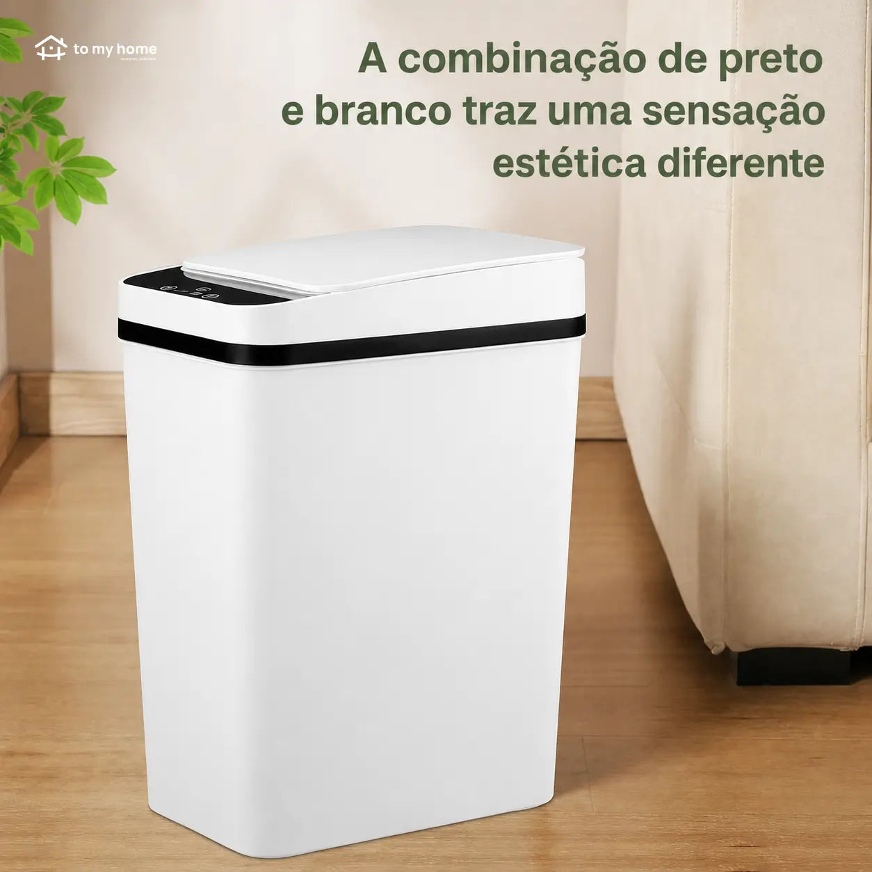 Lixeira automática 12 L sem toque com sensor infravermelho, tampa vedada e design slim para cozinha, banheiro, escritório e uso diário em casa